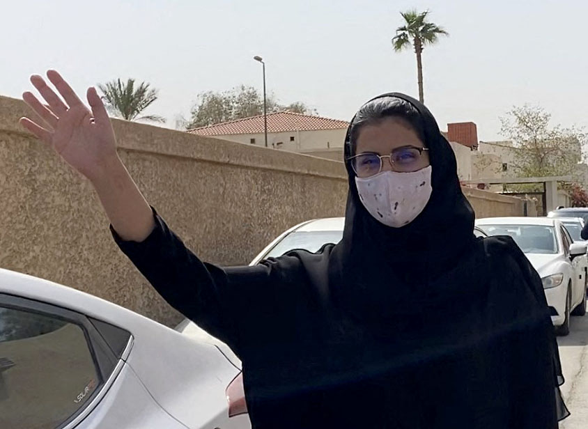 Loujain al-Hathloul on her way to court in Saudi Arabia March 2021