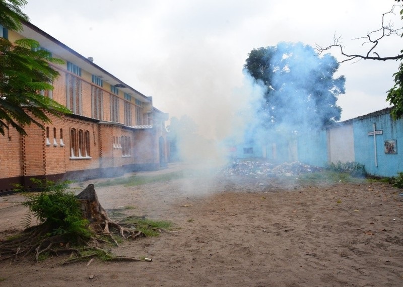 Teargas thrown inside St. Francois de Sales parish’s compound on 25 February 2018.