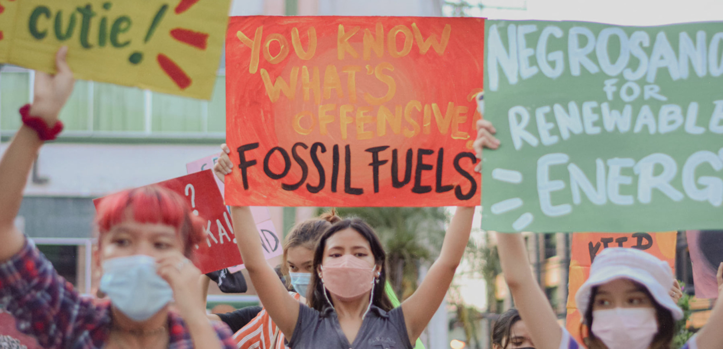 Climate activists calling for an end to the use of fossil fuels