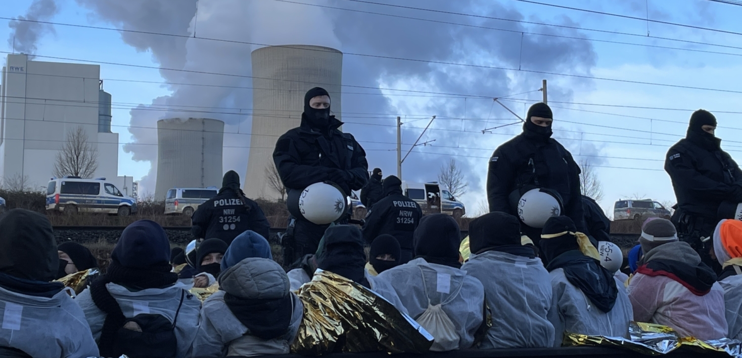 Climate activists protest against a coal-fired power station in Germany