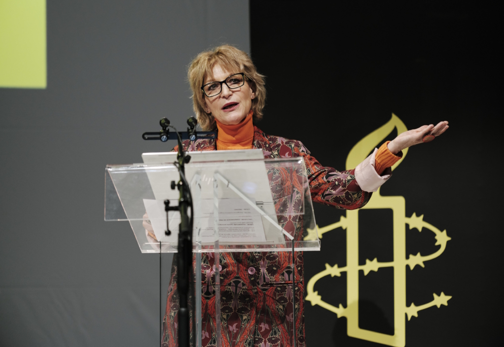 La secretaria general, Agnès Callamard, en la presentación de un informe de Amnistía.