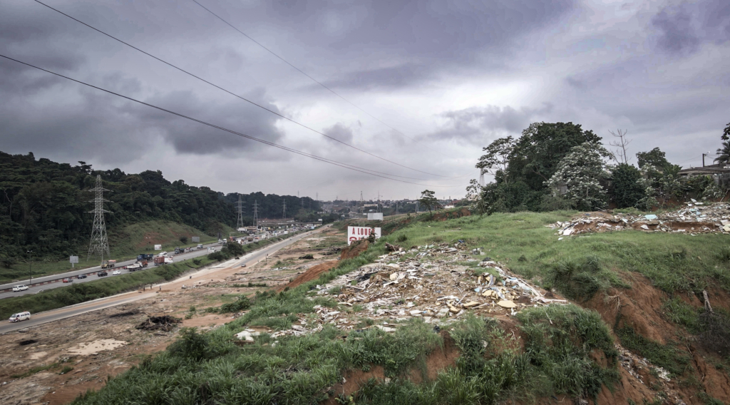 Views of destroyed neighbourhoods after forced evictions in Abidjan, in June 2024