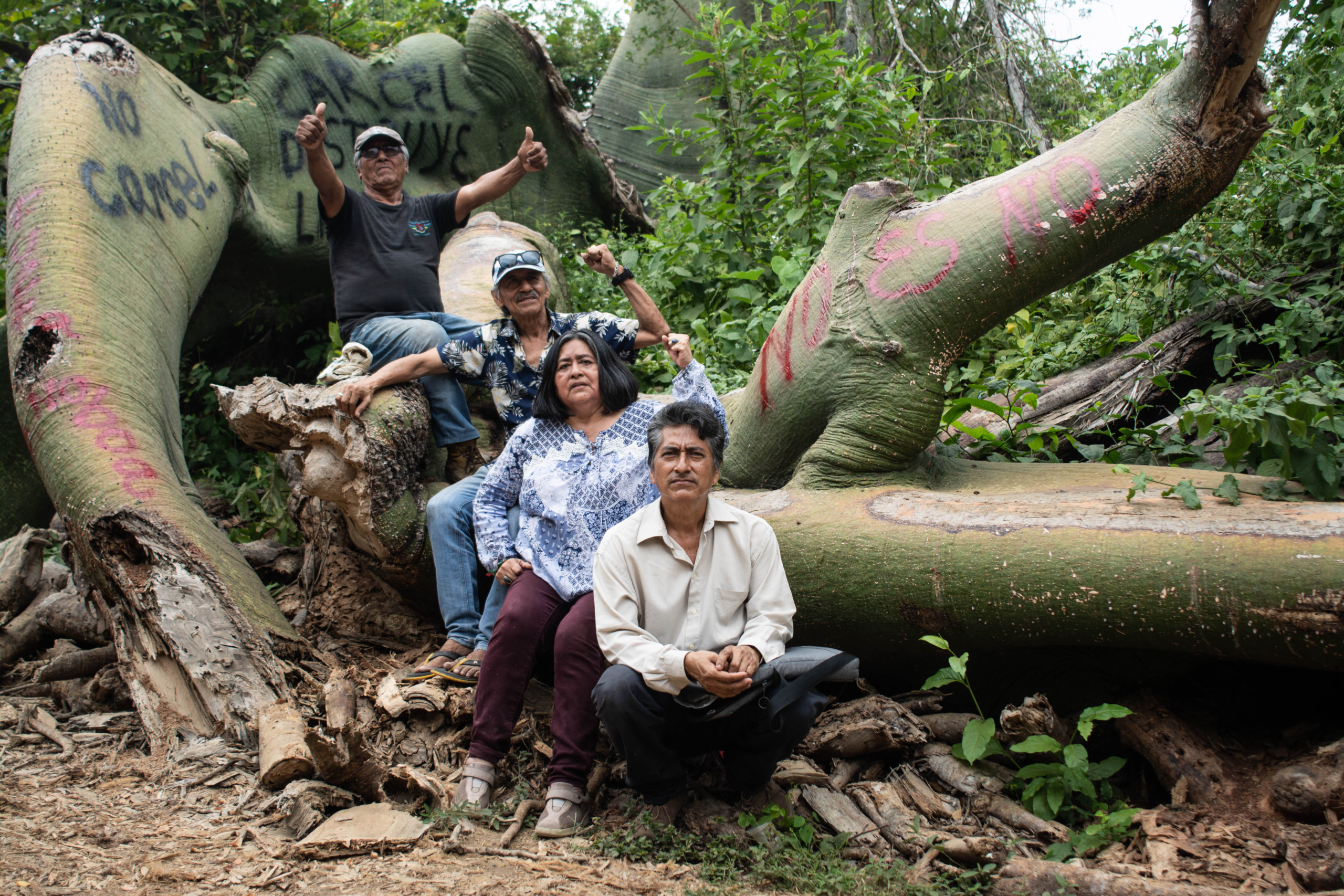 Members of the Ancestral Commune of Bajada de Chanduy protest against the construction of a mega prison within their territory. Photo credit: Nando Bastias, CDH Guayaquil.