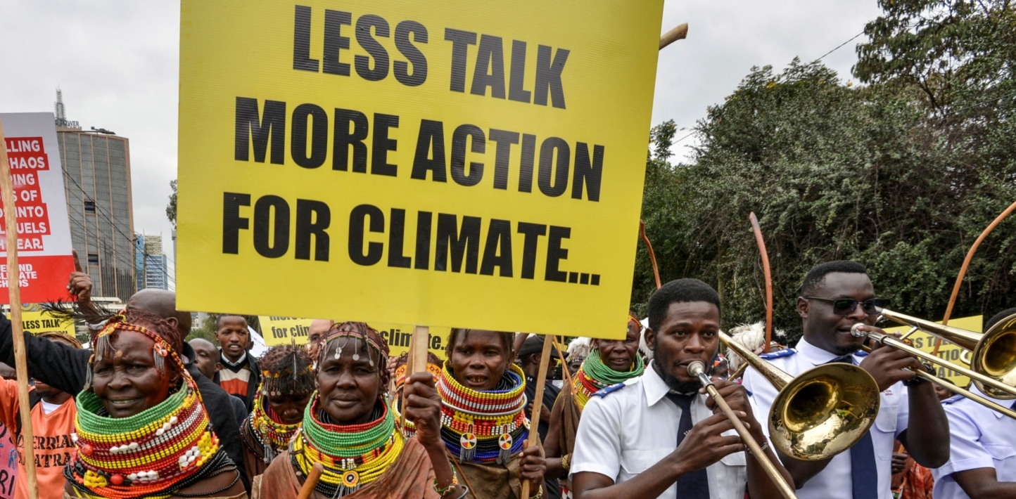 Manifestantes por el clima en una marcha en Nairoibi.